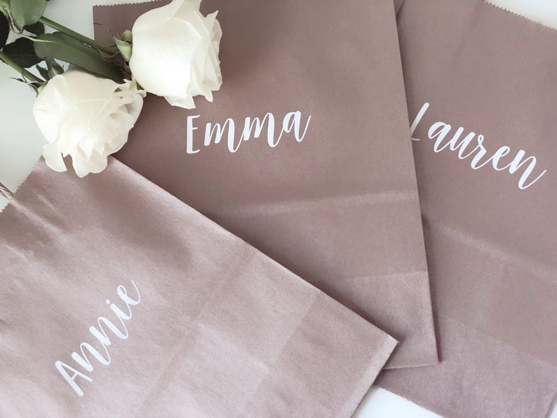 Rose gold bridesmaid gift bags- personalized wedding party gift