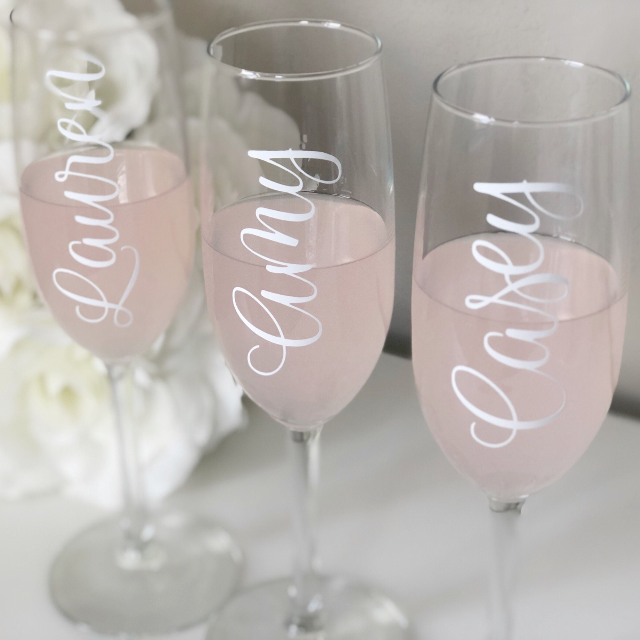 Personalized Stemless Champagne Flute Custom Champagne Glasses Bridesmaid Champagne  Flute Wedding Party Gift Glitter Glass 