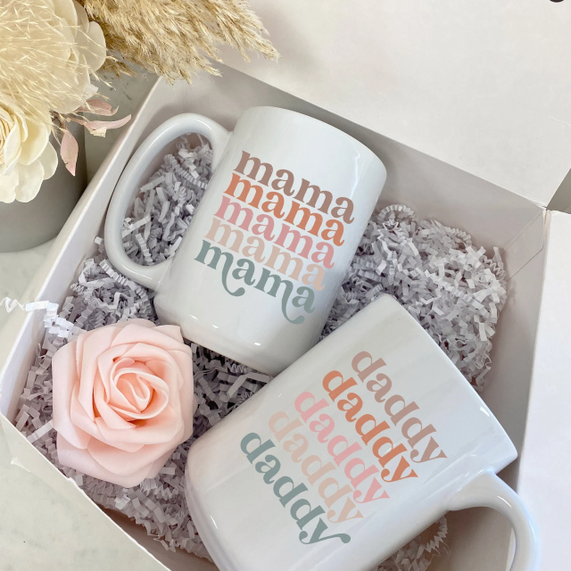 Mommy daddy parents gift box set- mom dad tumbler set- gift box