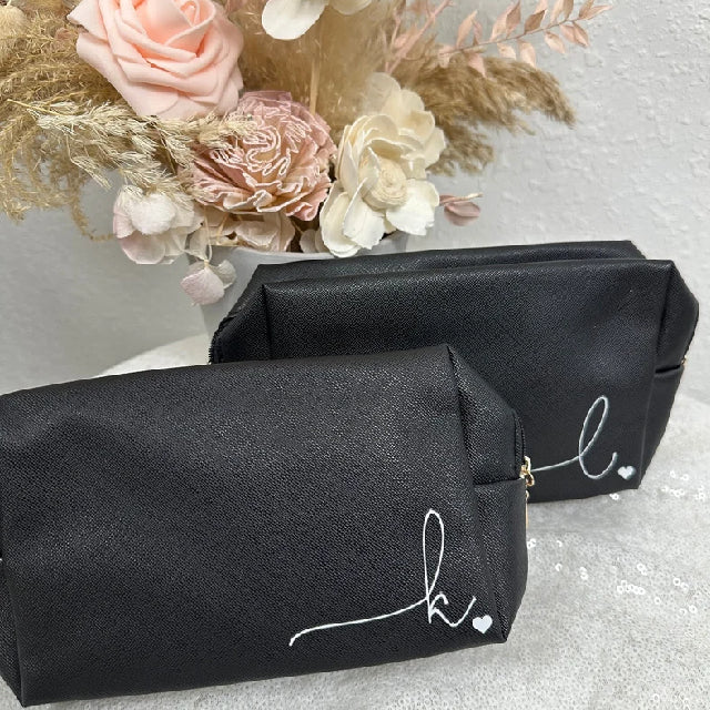 Bridesmaid leather makeup bag- personalized make up bag- bridesmaid pouch-hangover kit- gift for bridesmaid proposal box- bridal party bags