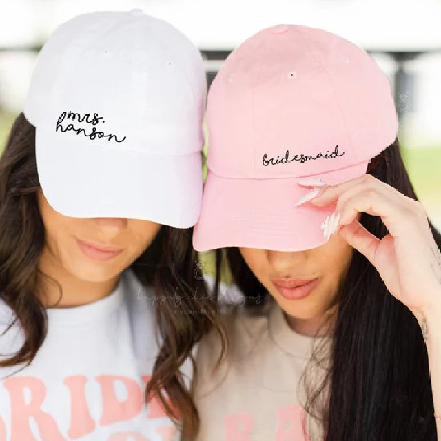 Bridesmaid baseball hat- bridal party baseball cap trucker hat bachelorette party favors- squad bride tribe personalized custom logo hat