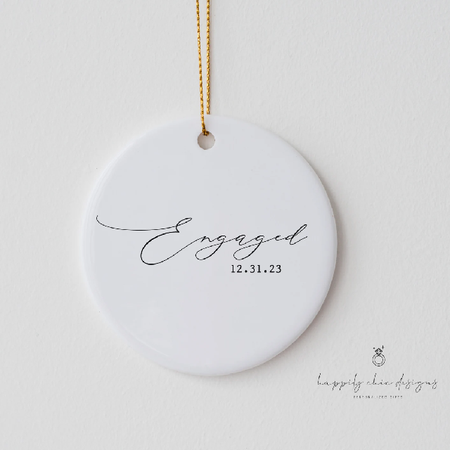 Our first Christmas engaged engagement keepsake ornament wedding day save the date ornament mr and mrs milestone engagement day year