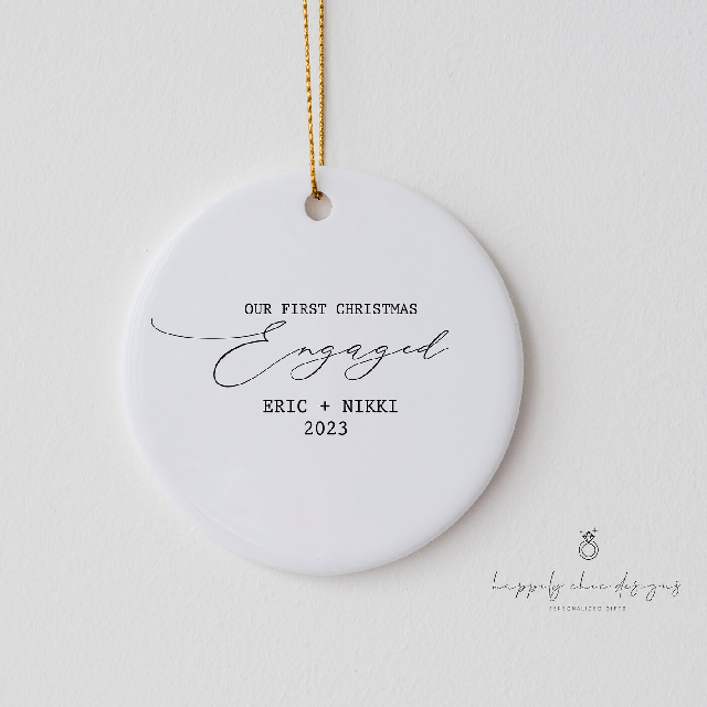 Our first Christmas engaged engagement keepsake ornament wedding day save the date ornament mr and mrs milestone engagement day year