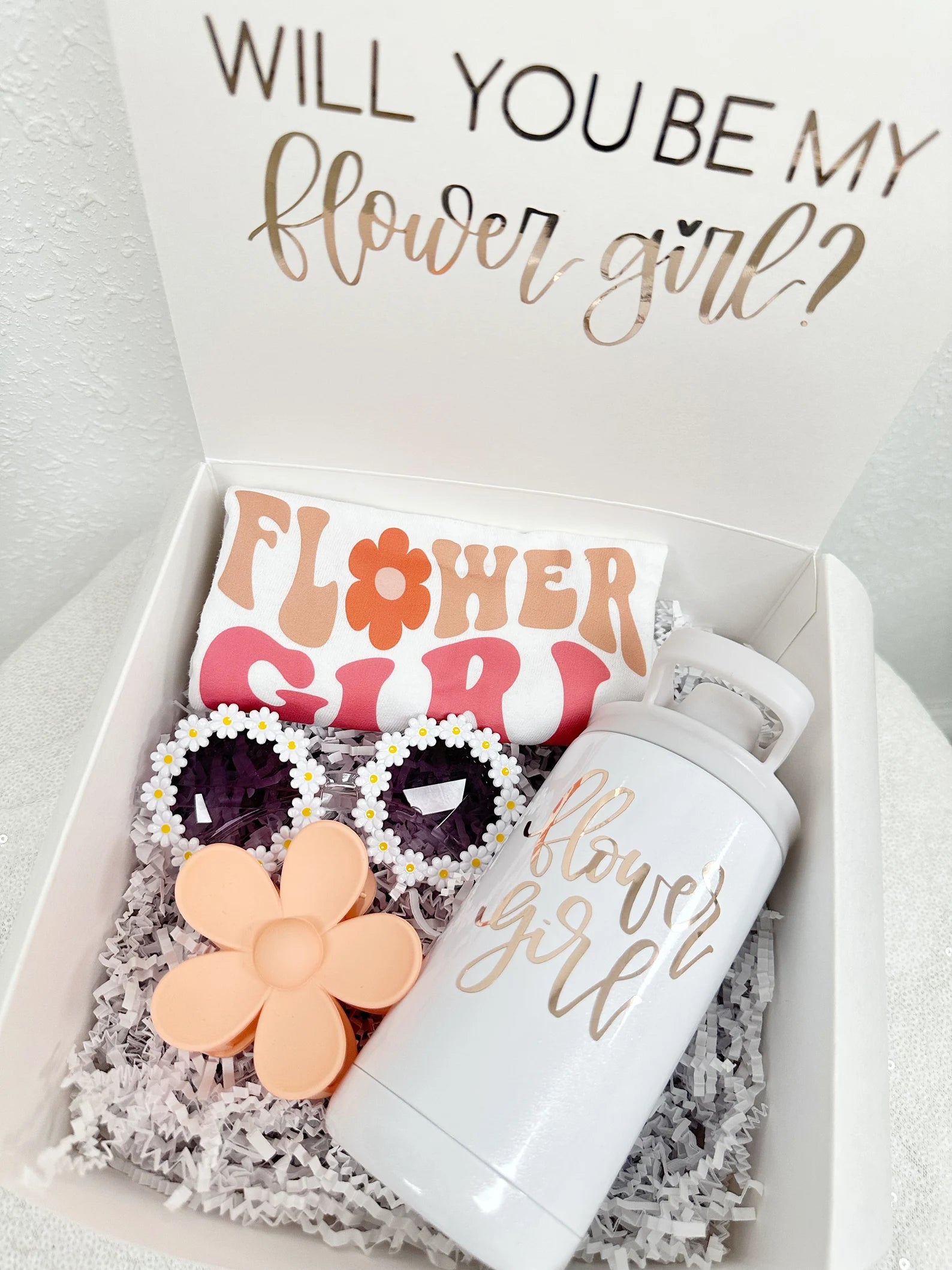 Flower girl proposal gift box with hair clip