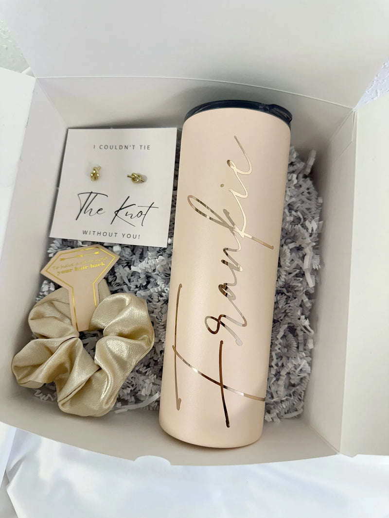 Bridesmaid Gift bridal party gift box proposal idea with tumbler and earrings