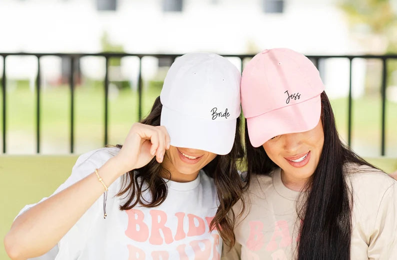 Bridal Party Baseball hats, personalized bachelorette hats, bridesmaid hat, baseball cap, personalized custom baseball hat with logo bach