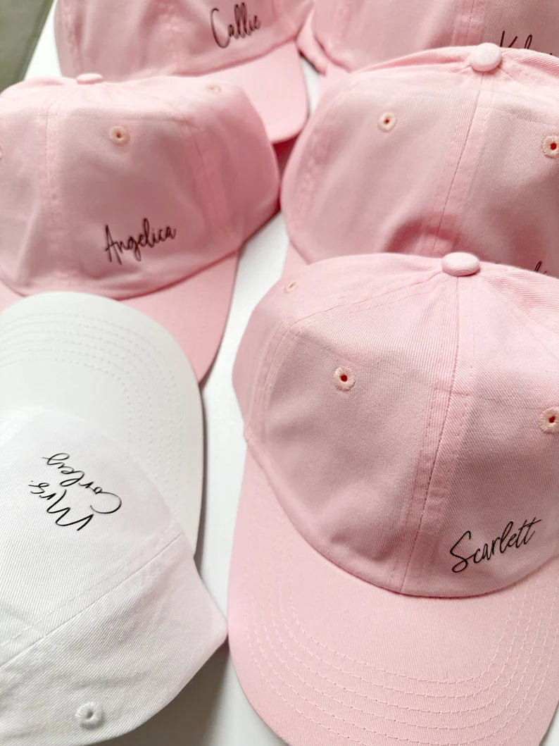 Bridal Party Baseball hats, personalized bachelorette hats, bridesmaid hat, baseball cap, personalized custom baseball hat with logo bach