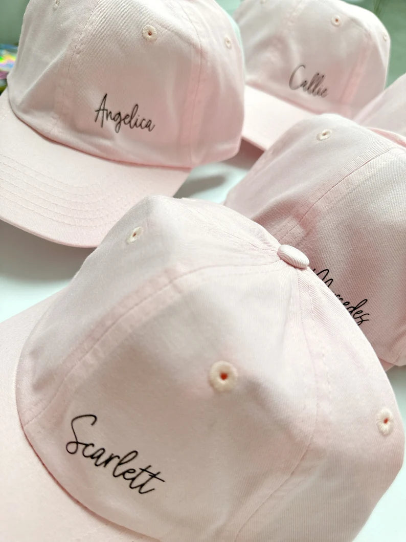 Bridesmaid baseball hat- bridal party baseball cap trucker hat bachelorette party favors- squad bride tribe personalized custom logo hat