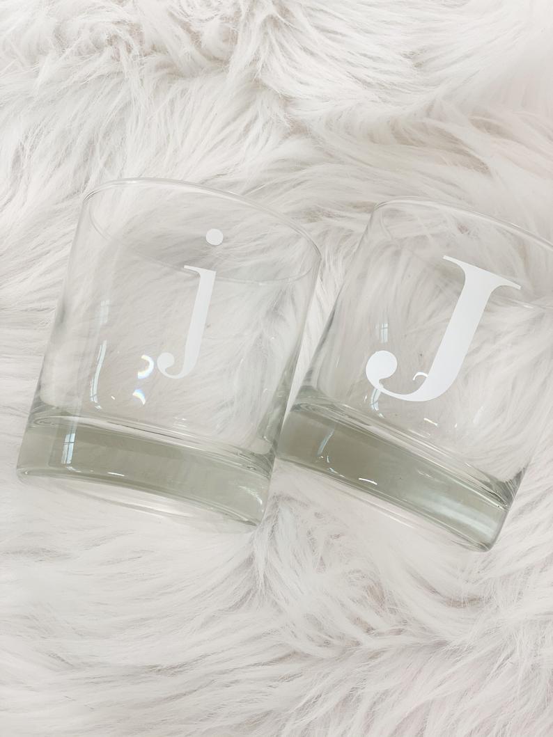 Initial whiskey glasses- groomsmen whiskey glasses- groomsmen proposal gift idea- best man gift- personalized whiskey glass- personalized