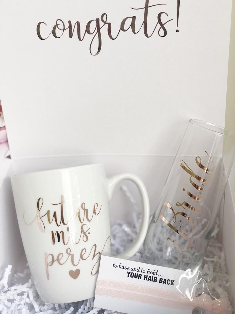 Personalized future mrs mug gift box set- engagement gift box set idea- bride mugs- gift for bride- bride gift set - bridal shower box gift