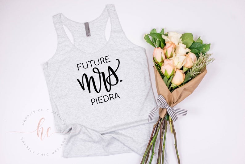 Personalized future mrs tank top shirt- bride shirt- future mrs engagement gift- future mrs gift box- bride gift t shirts- bride tank top