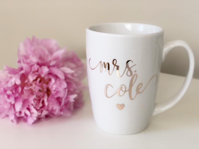 Personalized bride mrs mug- rose gold bride mug- future mrs mug- bridal shower mug- engagement gift mug idea - mrs mug- wifey mug- mrs gifts