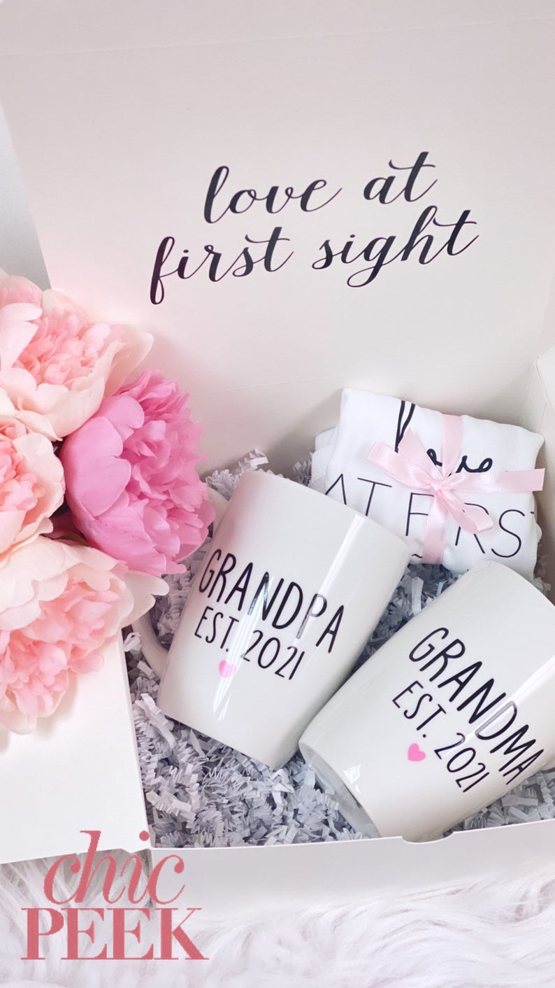 Grandpa and grandma baby announcement gift idea- promoted to grandparents- pregnancy reveal gifts- the best moms get promoted to nana gifts