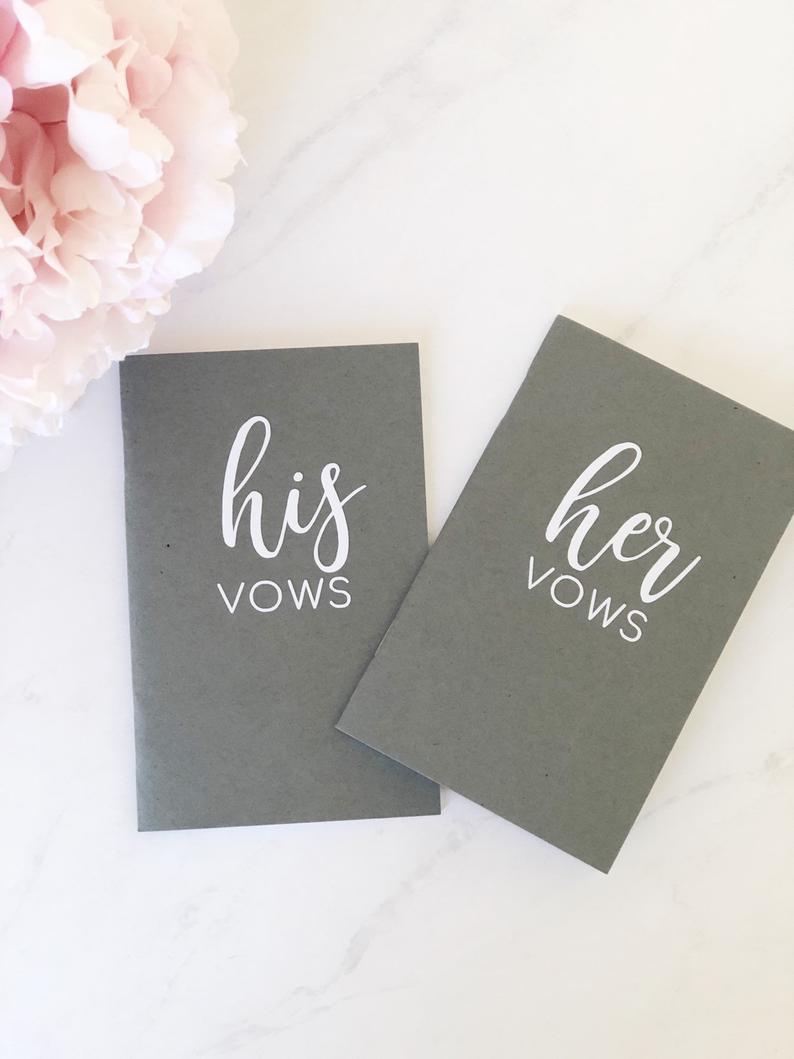 His and her vow books- gifts for mr and mrs - wedding vows note book- personalized wedding vow books - gray vows his and hers- gift for coup