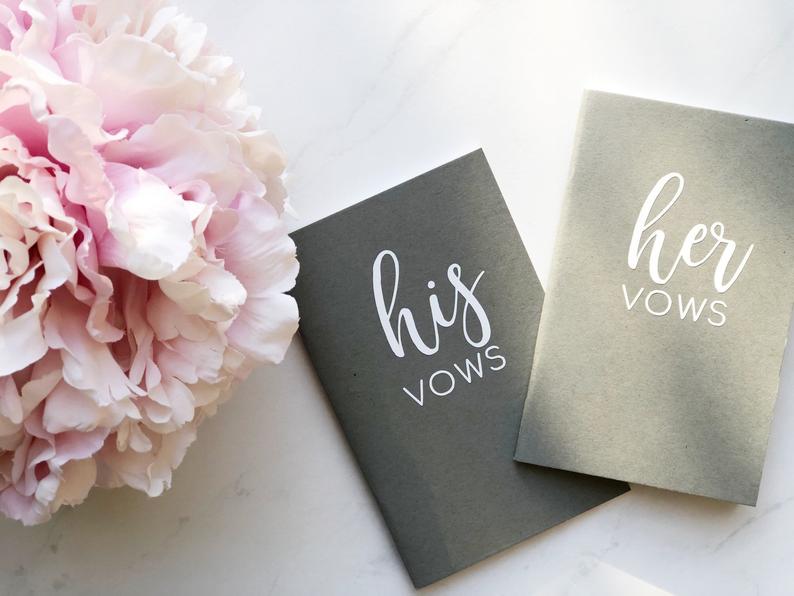 His and her vow books- gifts for mr and mrs - wedding vows note book- personalized wedding vow books - gray vows his and hers- gift for coup