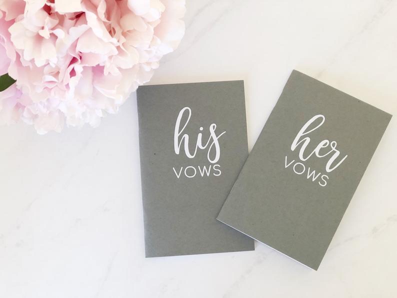 His and her vow books- gifts for mr and mrs - wedding vows note book- personalized wedding vow books - gray vows his and hers- gift for coup