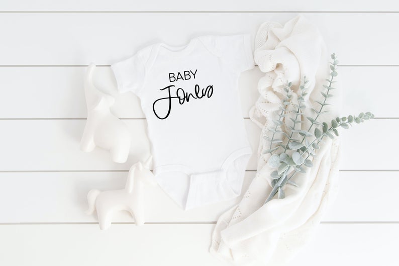 Personalized last name baby body suit- Gender Neutral baby gift- pregnancy reveal ideas- baby name bodysuit - Custom baby clothing