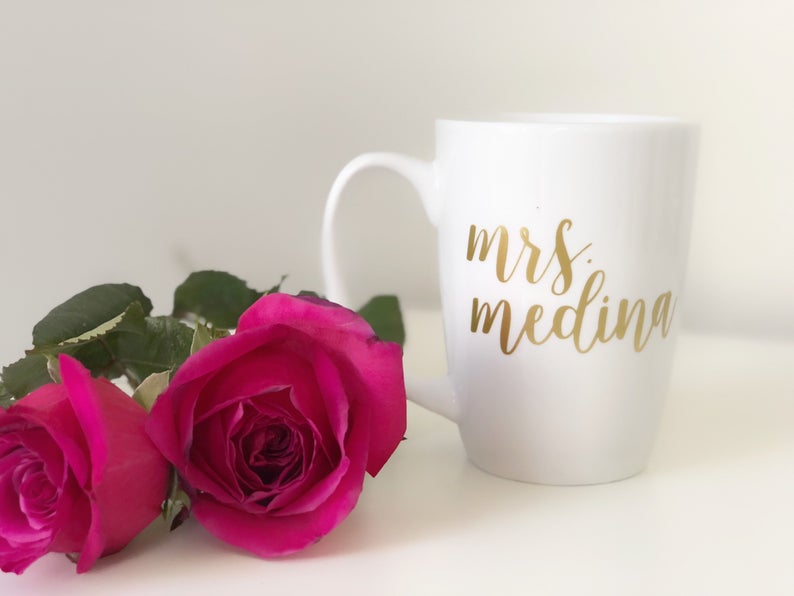 Personalized coffee mug- custom coffee mug- bride mug- future mrs mug- rose gold coffee mug- bridesmaid coffee mug- personalized gifts.