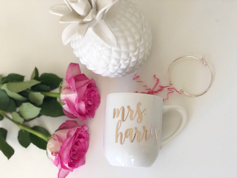 Personalized coffee mug- custom coffee mug- bride mug- future mrs mug- rose gold coffee mug- bridesmaid coffee mug- personalized gifts.