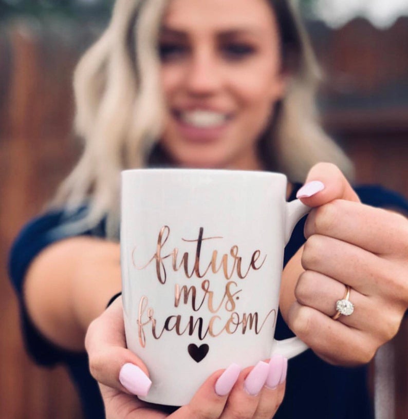 Rose gold future mrs mug- rose gold bride mug- engagement mug- personalized future mrs mug- bride to be mug- future mrs gift idea- bridal mu