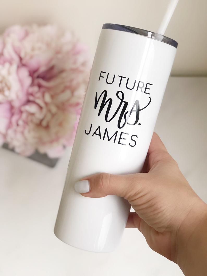 Future mrs personalized stainless steel tumbler- engagement gift for bride- bride to be tumbler future mrs gift- gift for bride- bachelorett