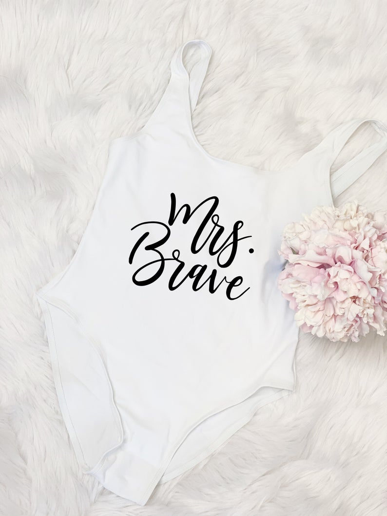 Personalized bride mrs swimsuit- One-Piece future mrs bathing suit- bachelorette party swimwear- custom bathing suit- honeymoon accessories