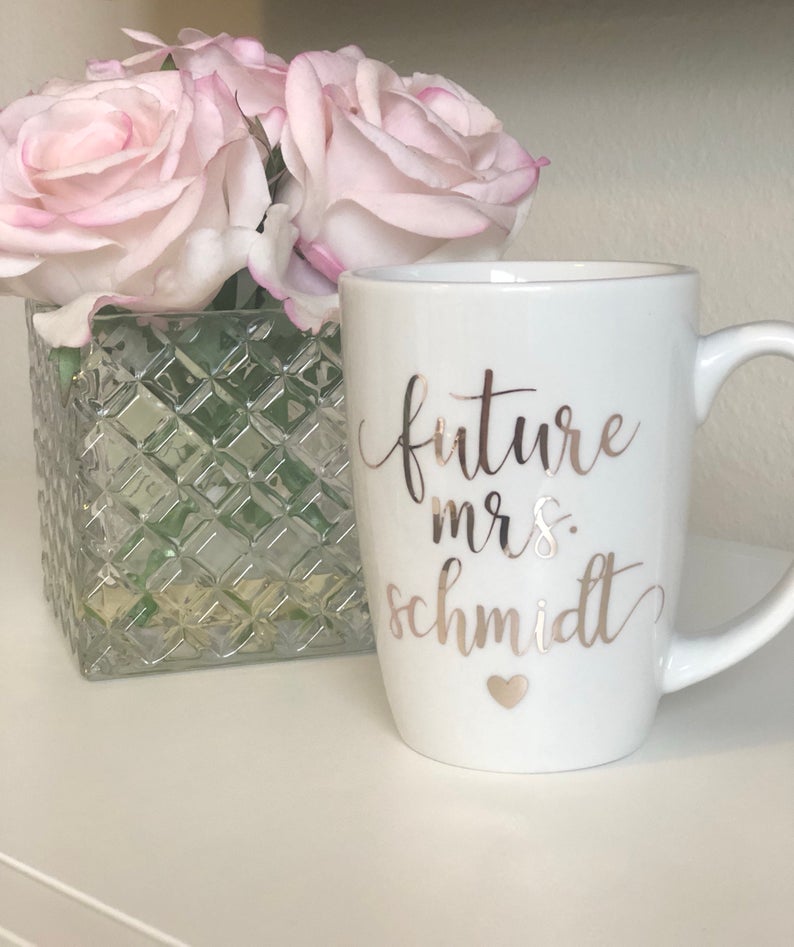 Rose gold future mrs mug- rose gold bride mug- engagement mug- personalized future mrs mug- bride to be mug- future mrs gift idea- bridal mu