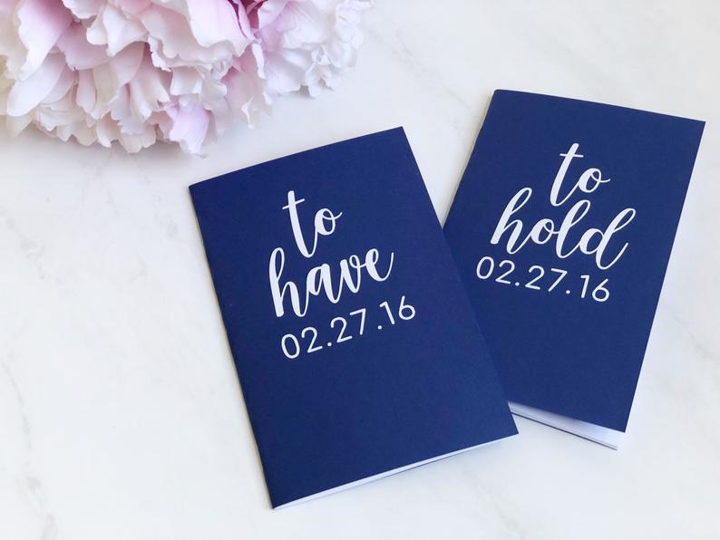 To have to hold wedding vow book- personalized vow books- gifts for wedding couple- mr and mrs wedding journal- bride to be gift- navy blue