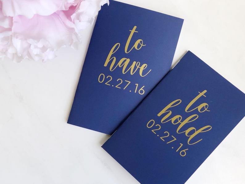 To have to hold wedding vow book- personalized vow books- gifts for wedding couple- mr and mrs wedding journal- bride to be gift- navy blue