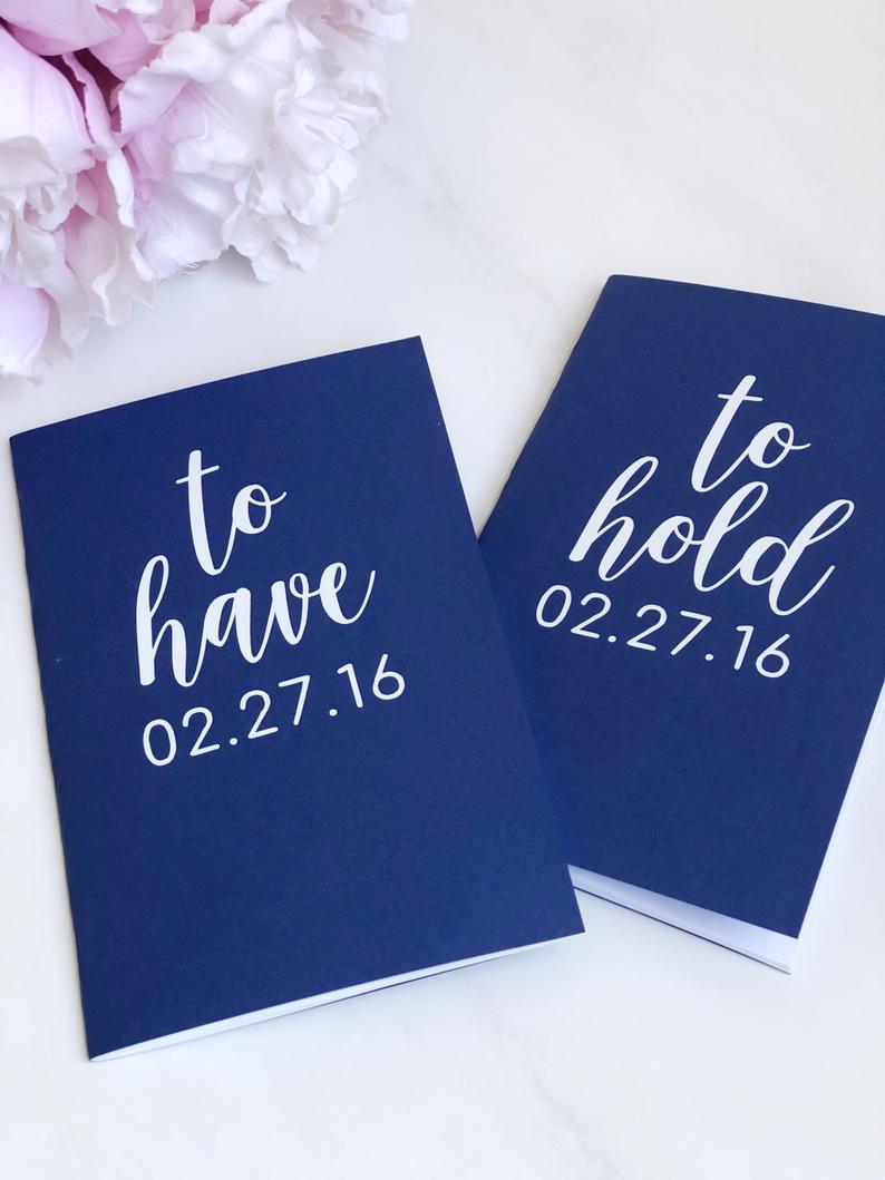 To have to hold wedding vow book- personalized vow books- gifts for wedding couple- mr and mrs wedding journal- bride to be gift- navy blue