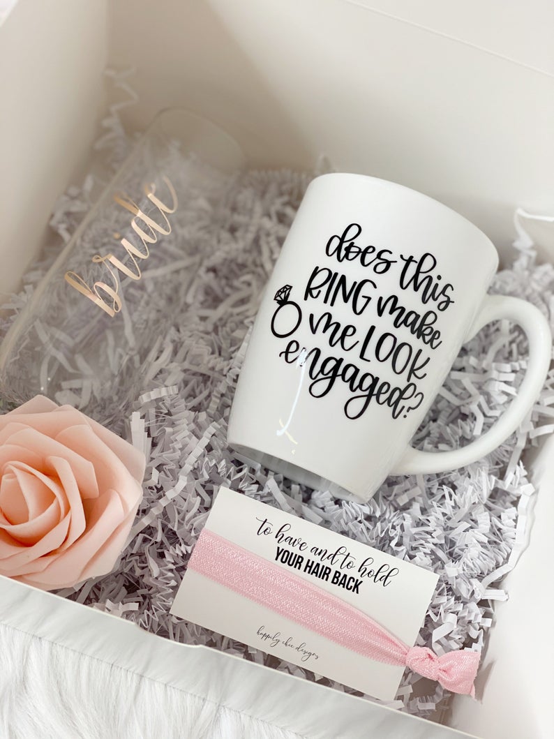 Does this ring make me look engaged engagement mug- engagement gift box idea- gift for bride to be- personalized future Mrs bridal shower