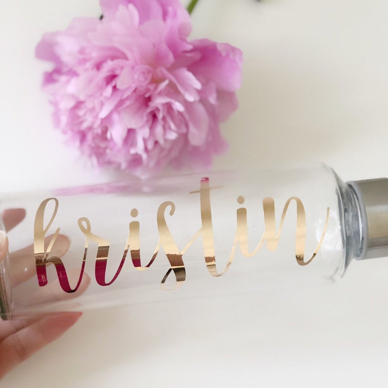 Bridesmaid proposal gift box set- bridesmaid glass water bottle - gift for bridesmaid personalized bridesmaid water bottle gift idea name