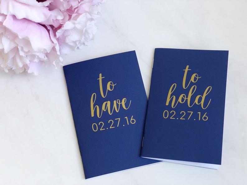 To have to hold wedding vow book- personalized vow books- gifts for wedding couple- mr and mrs wedding journal- bride to be gift- navy blue