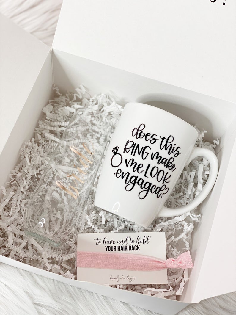 Does this ring make me look engaged engagement mug- engagement gift box idea- gift for bride to be- personalized future Mrs bridal shower