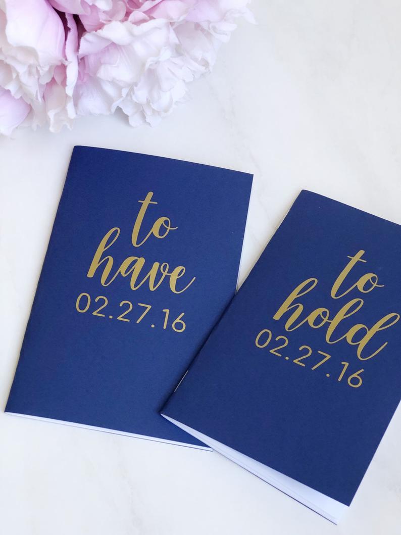 To have to hold wedding vow book- personalized vow books- gifts for wedding couple- mr and mrs wedding journal- bride to be gift- navy blue