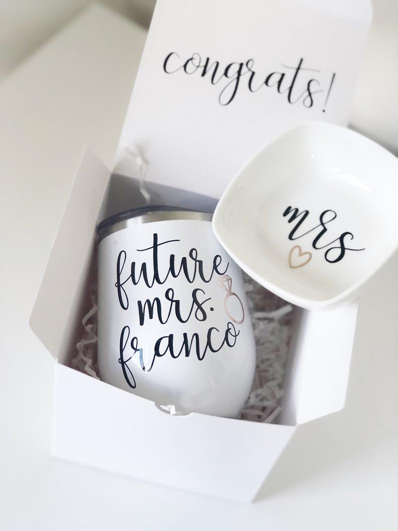 Future mrs mug gift set- bride gift set - bride tumbler bride ring dish- bridal gift set- engagement gift set idea- personalized bride gift