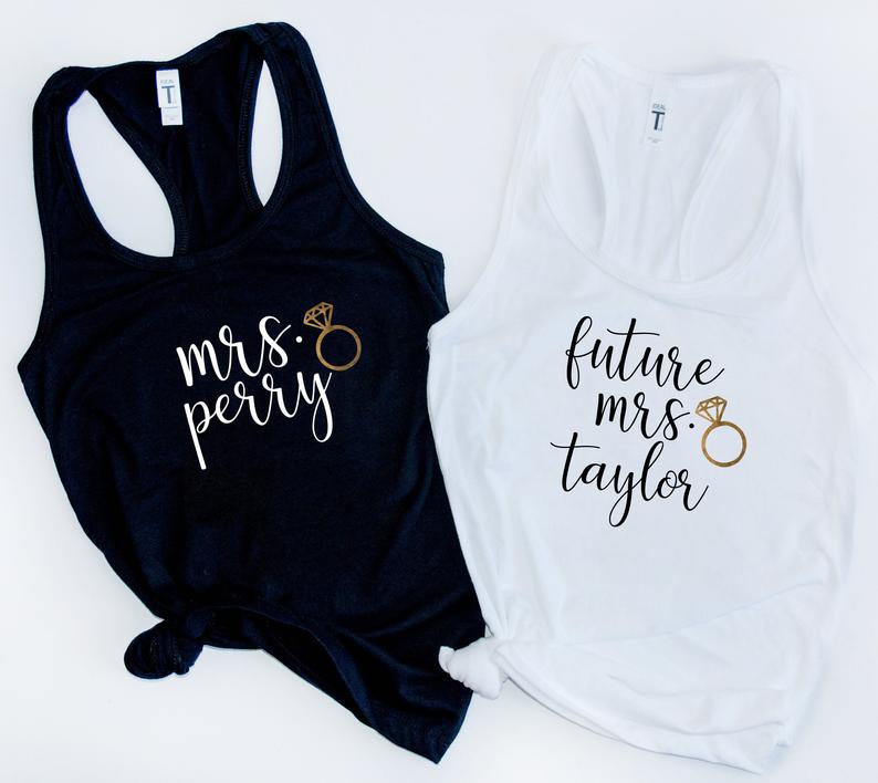 Personalized future mrs tank top- engagement gift shirt for bride to be- future mrs gift idea- bride box gift set- bride tank- custom shirt