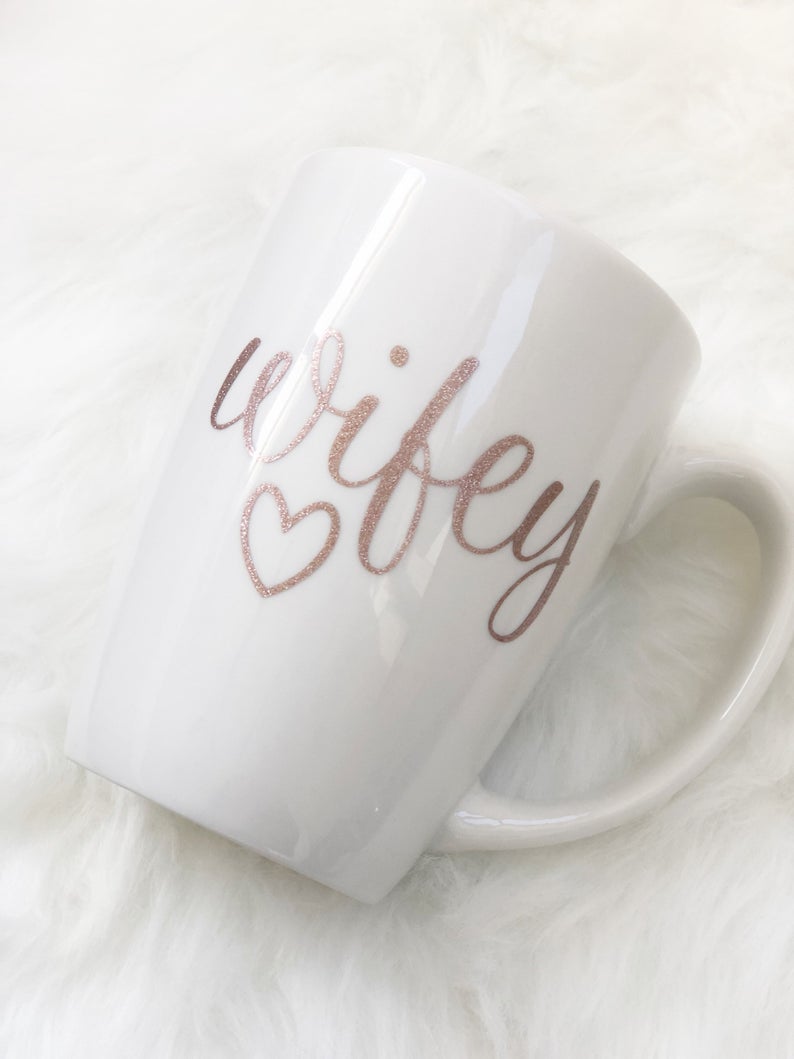 Wifey mug- rose gold wifey mug- future mrs mug- bride mug- bride to be gift mug- wifey for lifey - wife of the party mug - mrs mug bridal