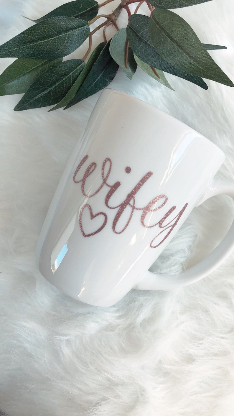 Wifey mug- rose gold wifey mug- future mrs mug- bride mug- bride to be gift mug- wifey for lifey - wife of the party mug - mrs mug bridal