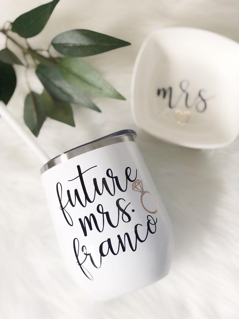 Future mrs mug gift set- bride gift set - bride tumbler bride ring dish- bridal gift set- engagement gift set idea- personalized bride gift