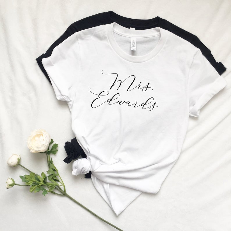 personalized mrs shirt- honeymoon T-shirt for new wifey- bride shirt- wedding day shirt- gift for bride to be tank top future mrs engagement