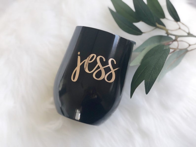 Personalized swig tumblers - bridesmaid tumbler- personalized bridesmaid gift- black stainless steel tumbler- rose gold tumblers- custom tum