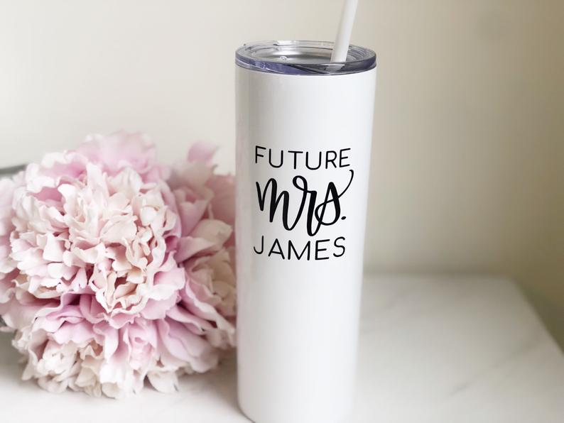 Future mrs personalized stainless steel tumbler- engagement gift for bride- bride to be tumbler future mrs gift- gift for bride- bachelorett