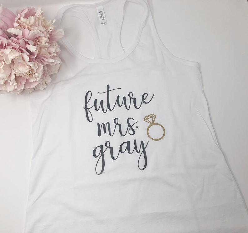 Personalized future mrs tank top- engagement gift shirt for bride to be- future mrs gift idea- bride box gift set- bride tank- custom shirt