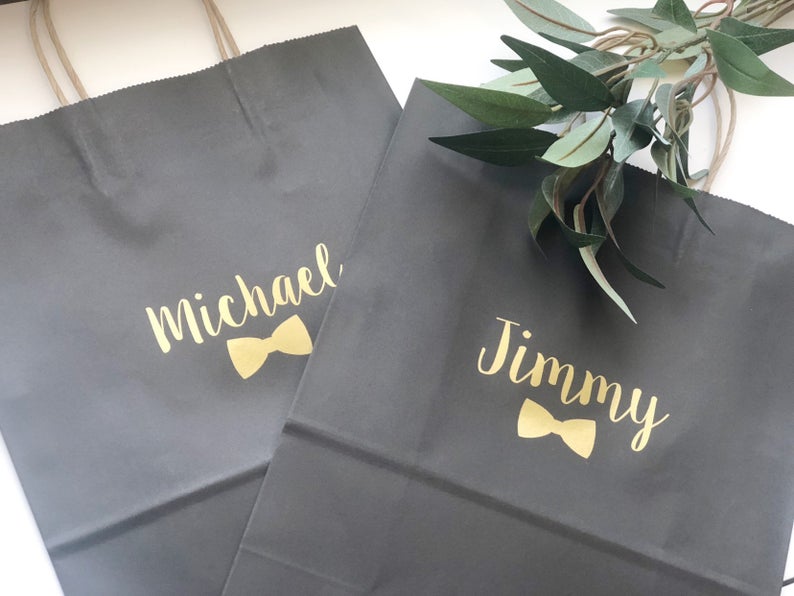 Groomsmen proposal gift bags- large gift bags- groomsmen gift - father of the bride groom gift bag idea- wedding party gift bags- black bags