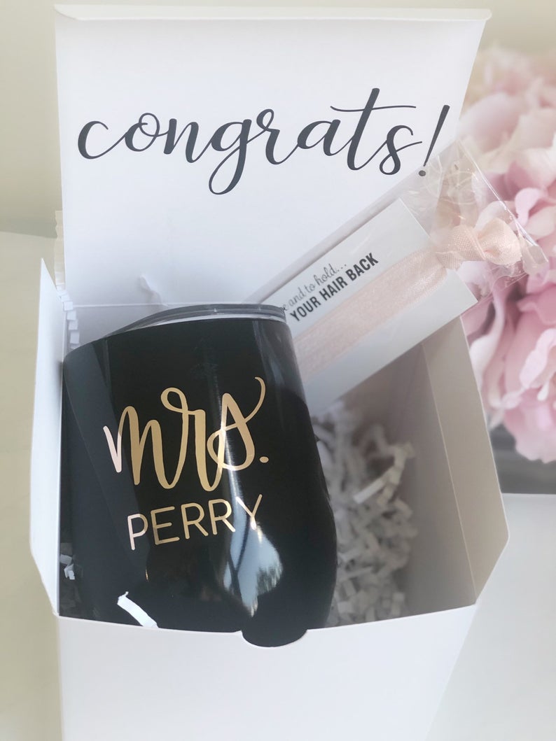 Swig tumbler- bride wine tumbler - Black tumbler- future mrs wine tumbler gifts- bride box set- engagement wedding honeymoon tumbler gift