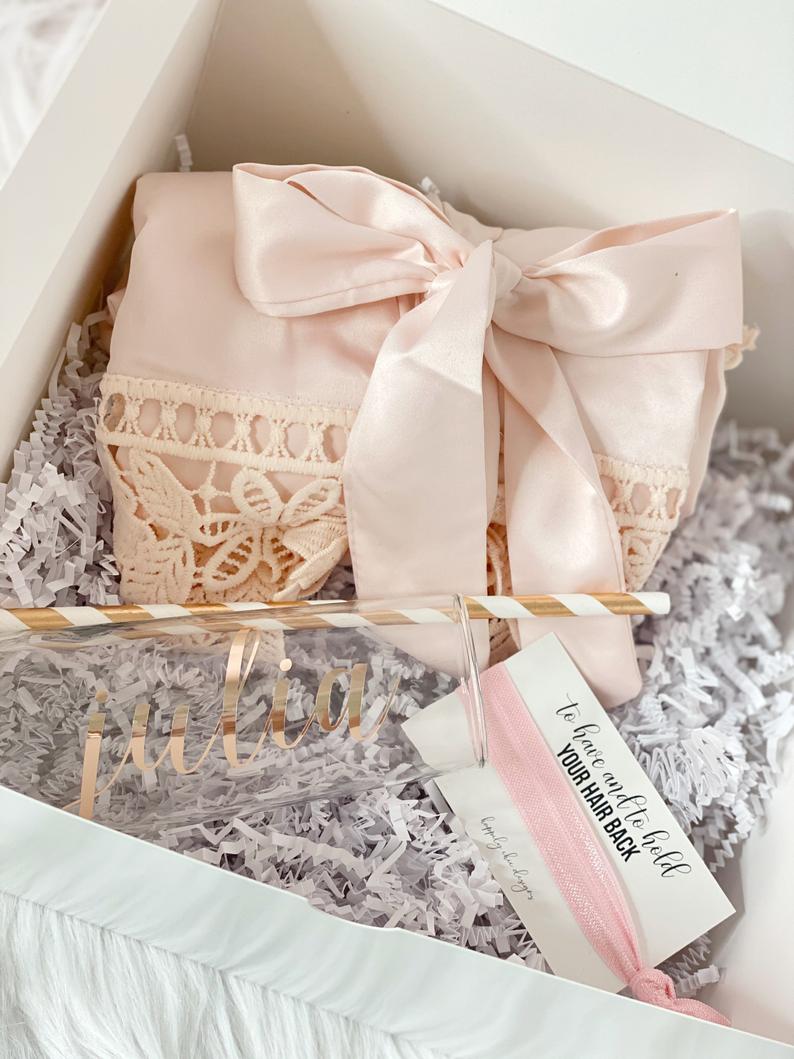 Bridesmaid proposal gift box- personalized bridesmaid champagne flutes- bridesmaid silk robe - bridal party robes - will you be my box