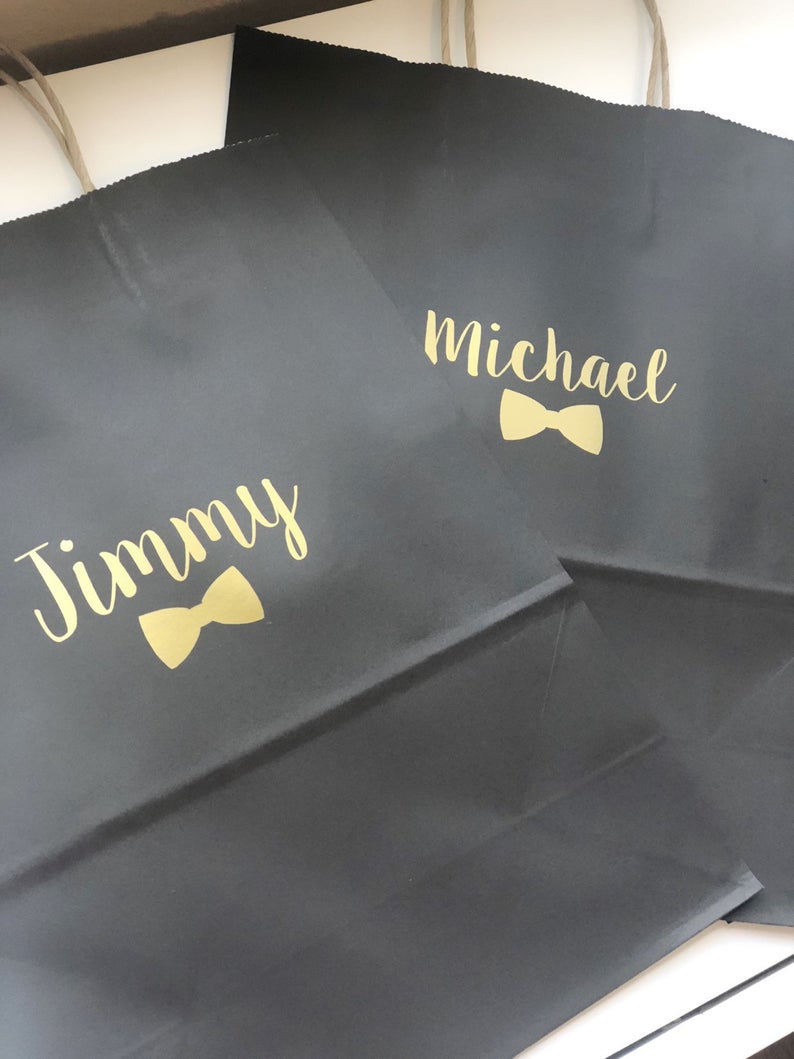 Groomsmen proposal gift bags- large gift bags- groomsmen gift - father of the bride groom gift bag idea- wedding party gift bags- black bags