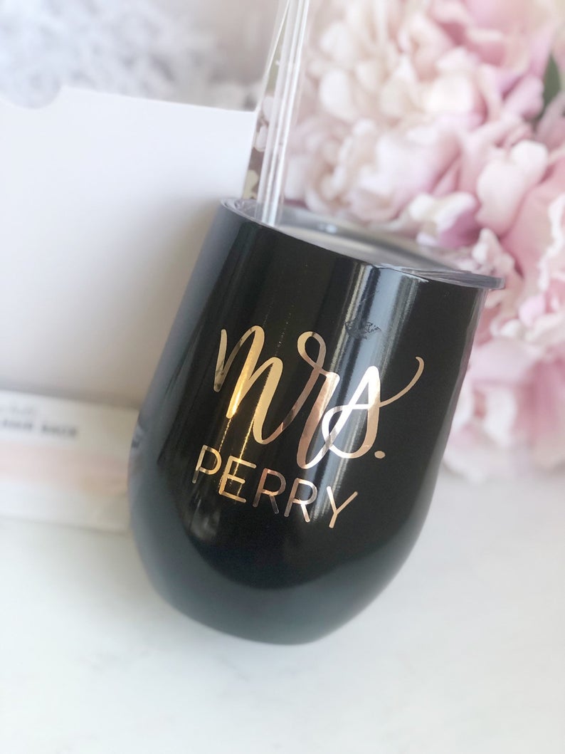 Swig tumbler- bride wine tumbler - Black tumbler- future mrs wine tumbler gifts- bride box set- engagement wedding honeymoon tumbler gift