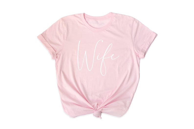 Pink wife shirt- bride shirt- honeymoon shirt- gift for wife-wifey shirt- just married mrs shirts-newly engaged gift idea for bride to be